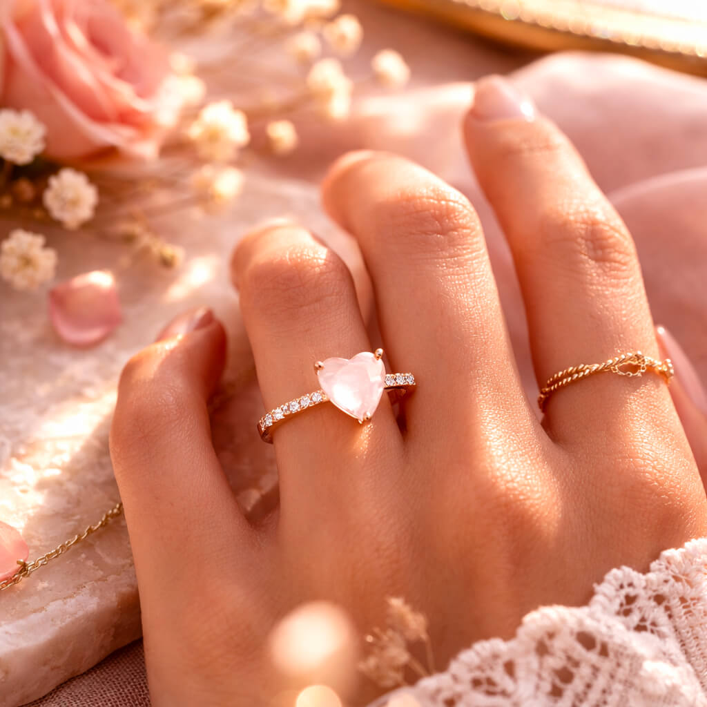 Bague Quartz Rose Coeur d'Aurélia™