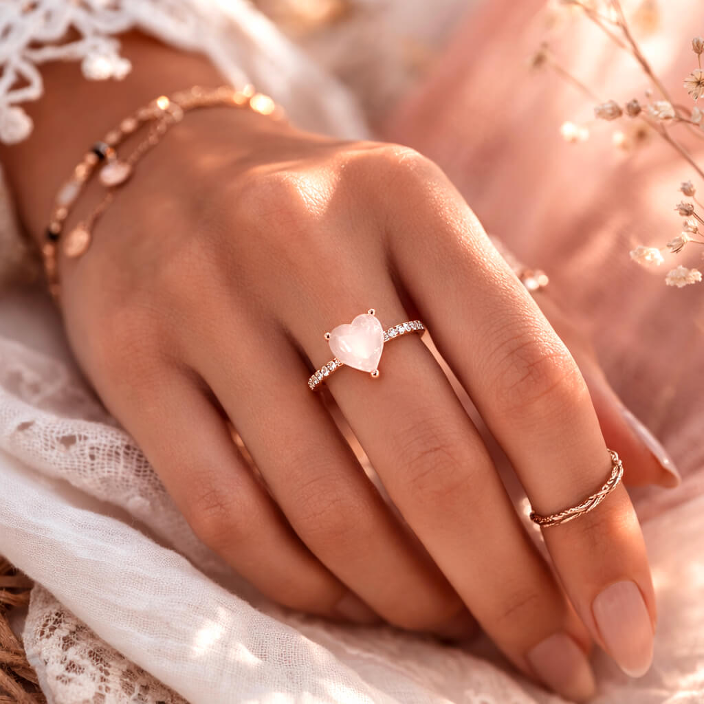 Bague Quartz Rose Coeur d'Aurélia™