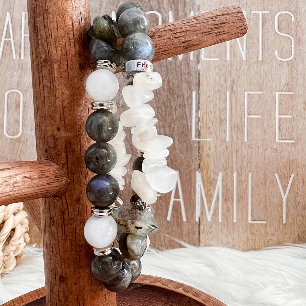 Bracelet Double Tour Labradorite et Pierre de Lune Selene™