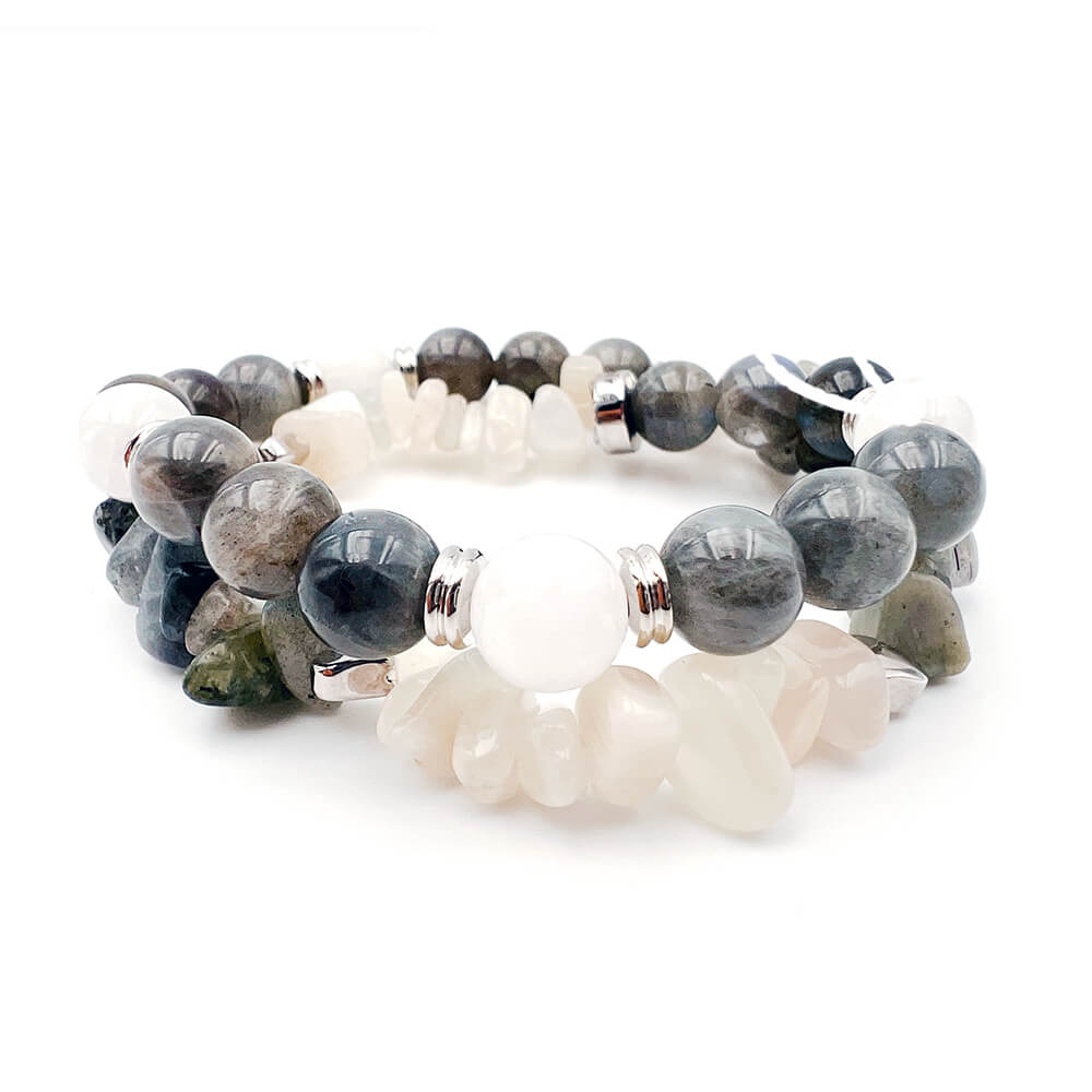 Bracelet Double Tour Labradorite et Pierre de Lune Selene™