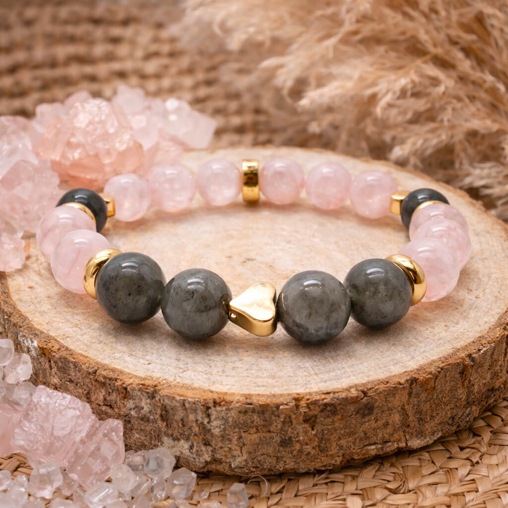 Bracelet Quartz Rose et Labradorite Etreinte Astrale™