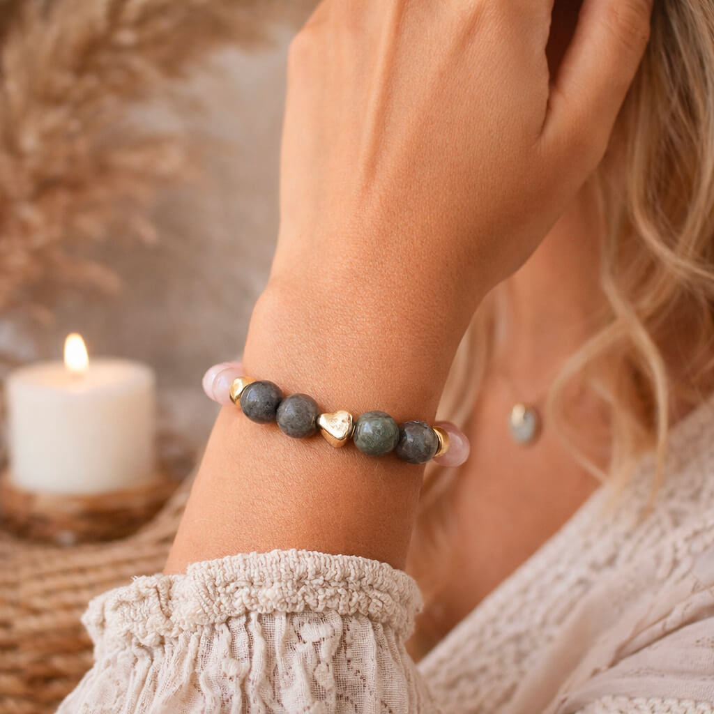 Bracelet Quartz Rose et Labradorite Etreinte Astrale™
