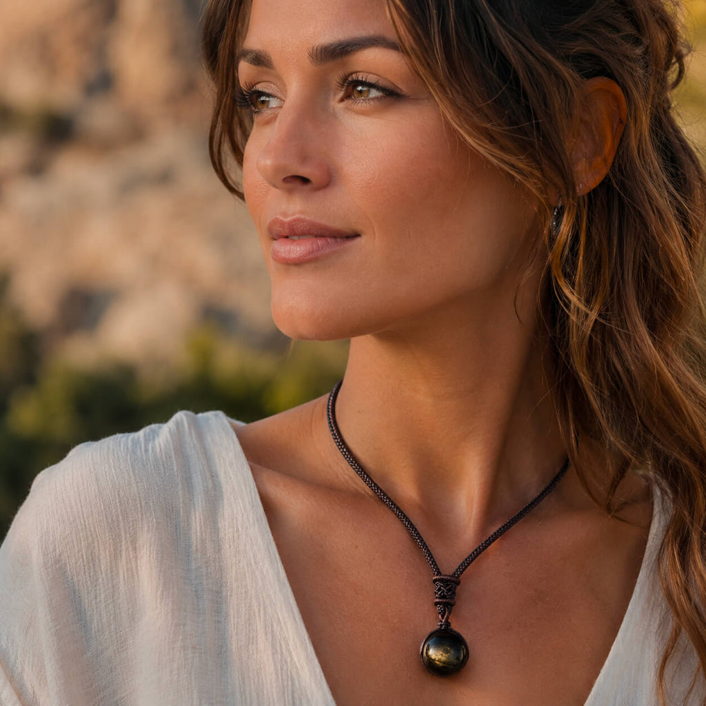 Pendentif Obsidienne Dorée Solarys™