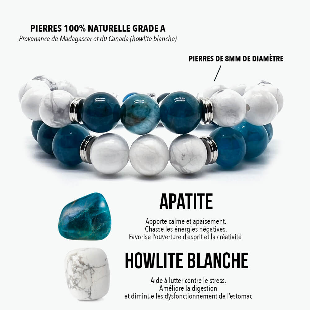 Bracelet Duo Apatite et Howlite Serenis™